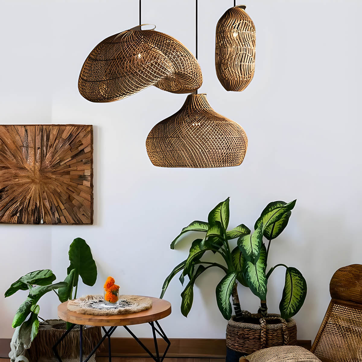 Brookfield Beam Rattan Chandelier — gallery image 2