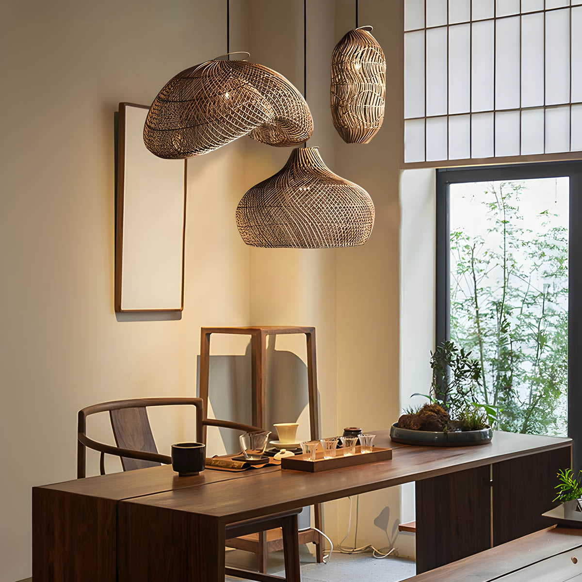 Brookfield Beam Rattan Chandelier — gallery image 4