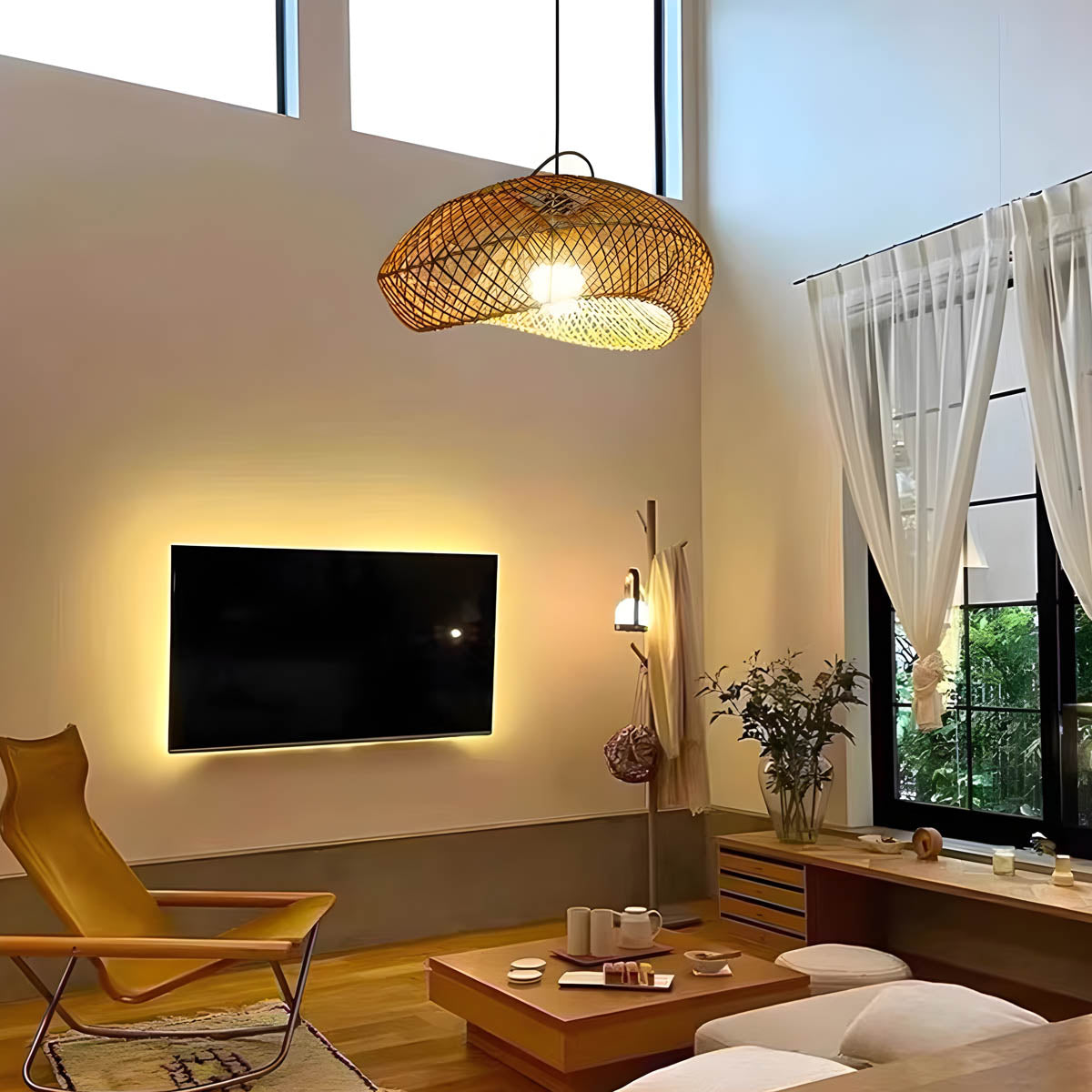 Brookfield Beam Rattan Chandelier — gallery image 7