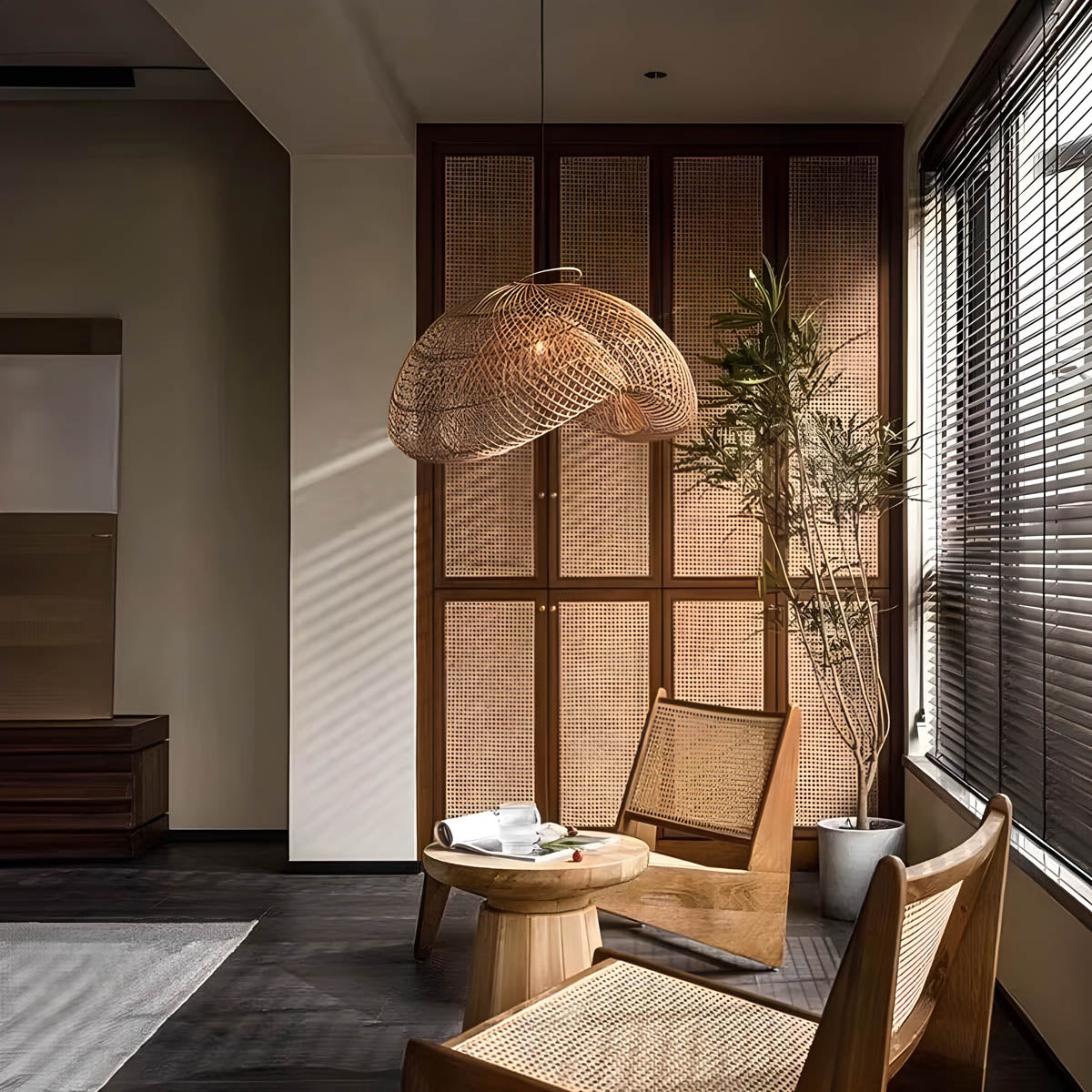 Brookfield Beam Rattan Chandelier — gallery image 13