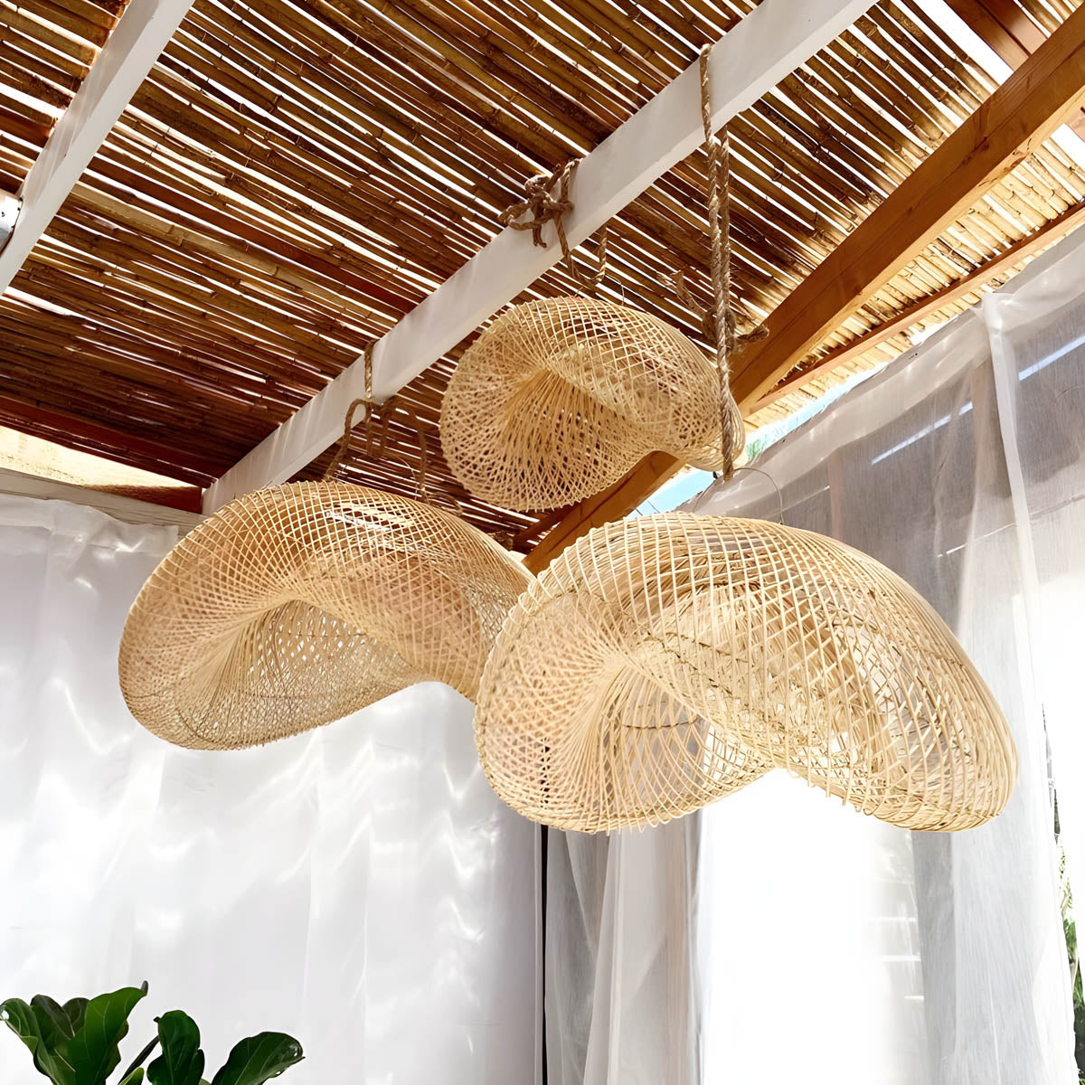 Brookfield Beam Rattan Chandelier — gallery image 3