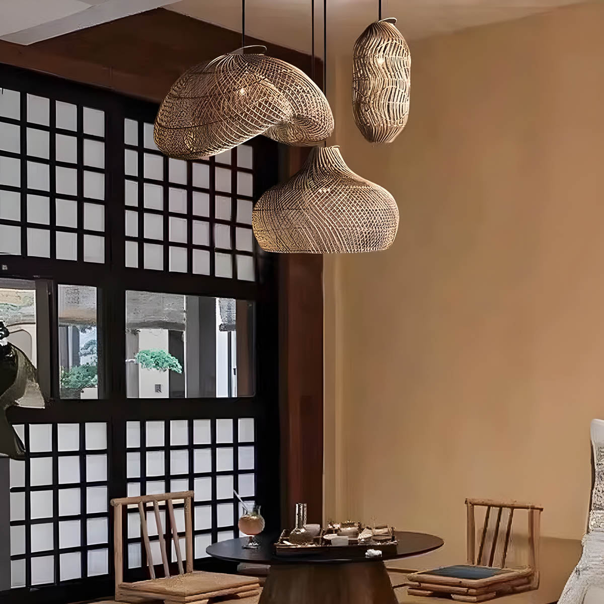 Brookfield Beam Rattan Chandelier — gallery image 8