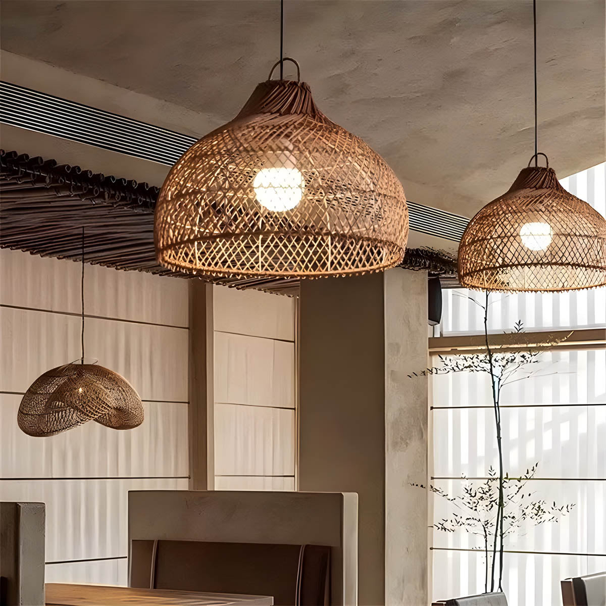 Brookfield Beam Rattan Chandelier — gallery image 11
