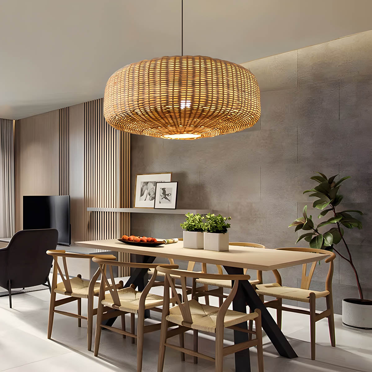 Wildwood Beam Rattan Chandelier — gallery image 5
