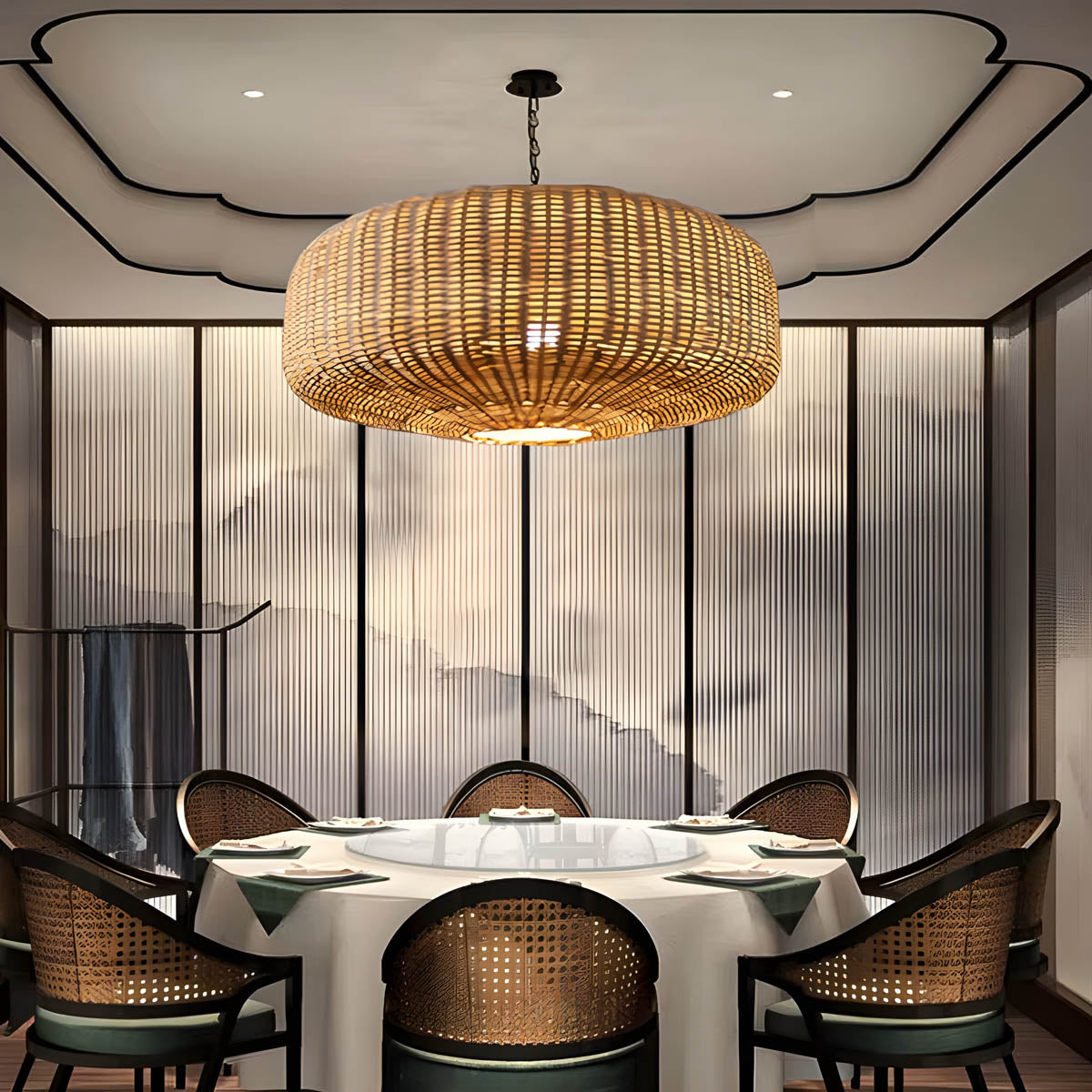 Wildwood Beam Rattan Chandelier — gallery image 3