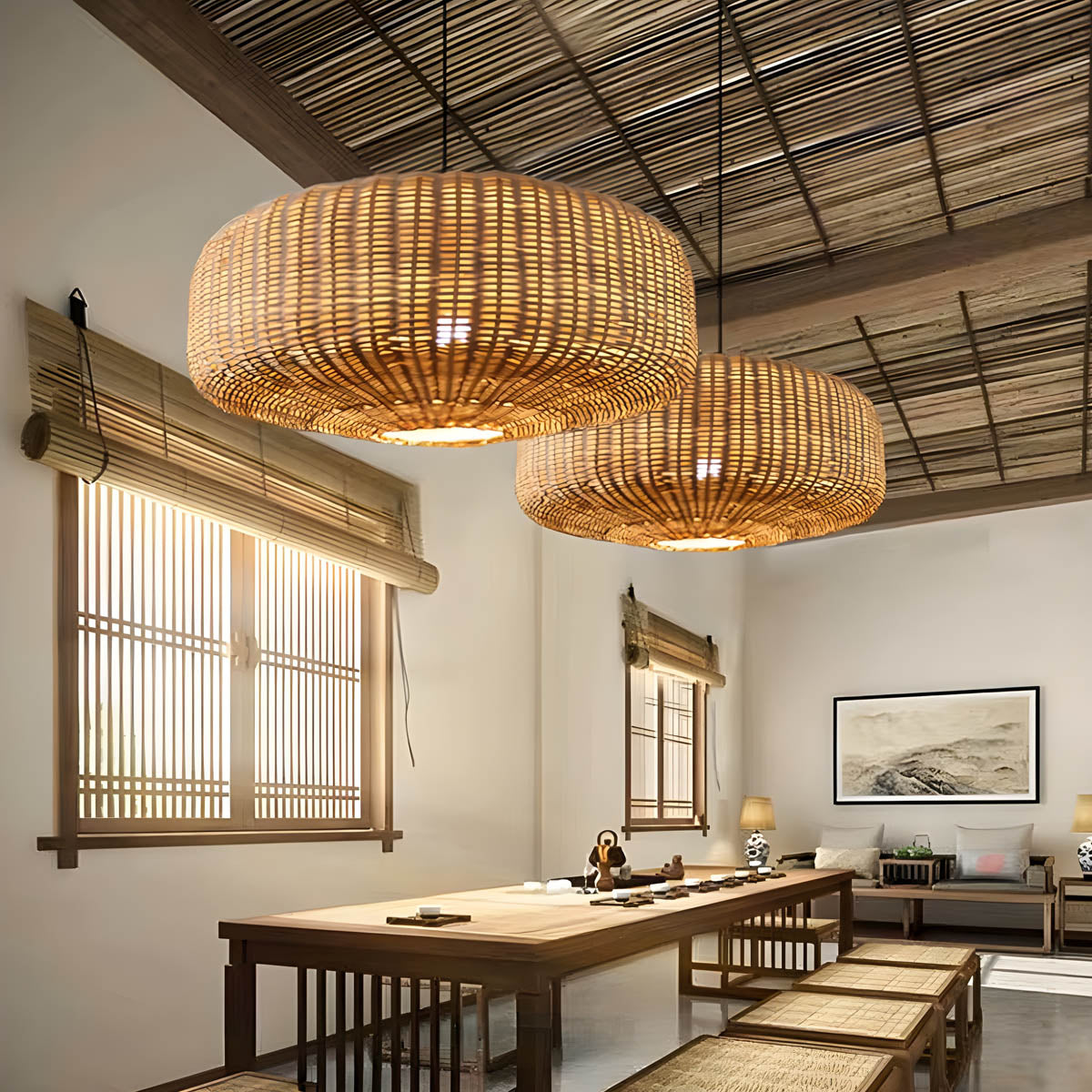 Wildwood Beam Rattan Chandelier — gallery image 4