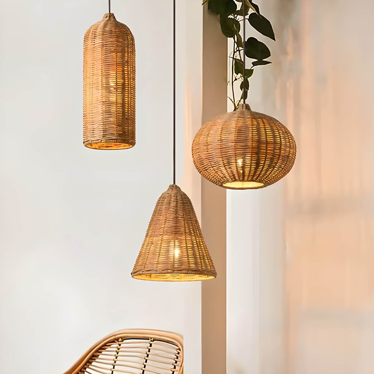 Wildwood Beam Rattan Chandelier — gallery image 7