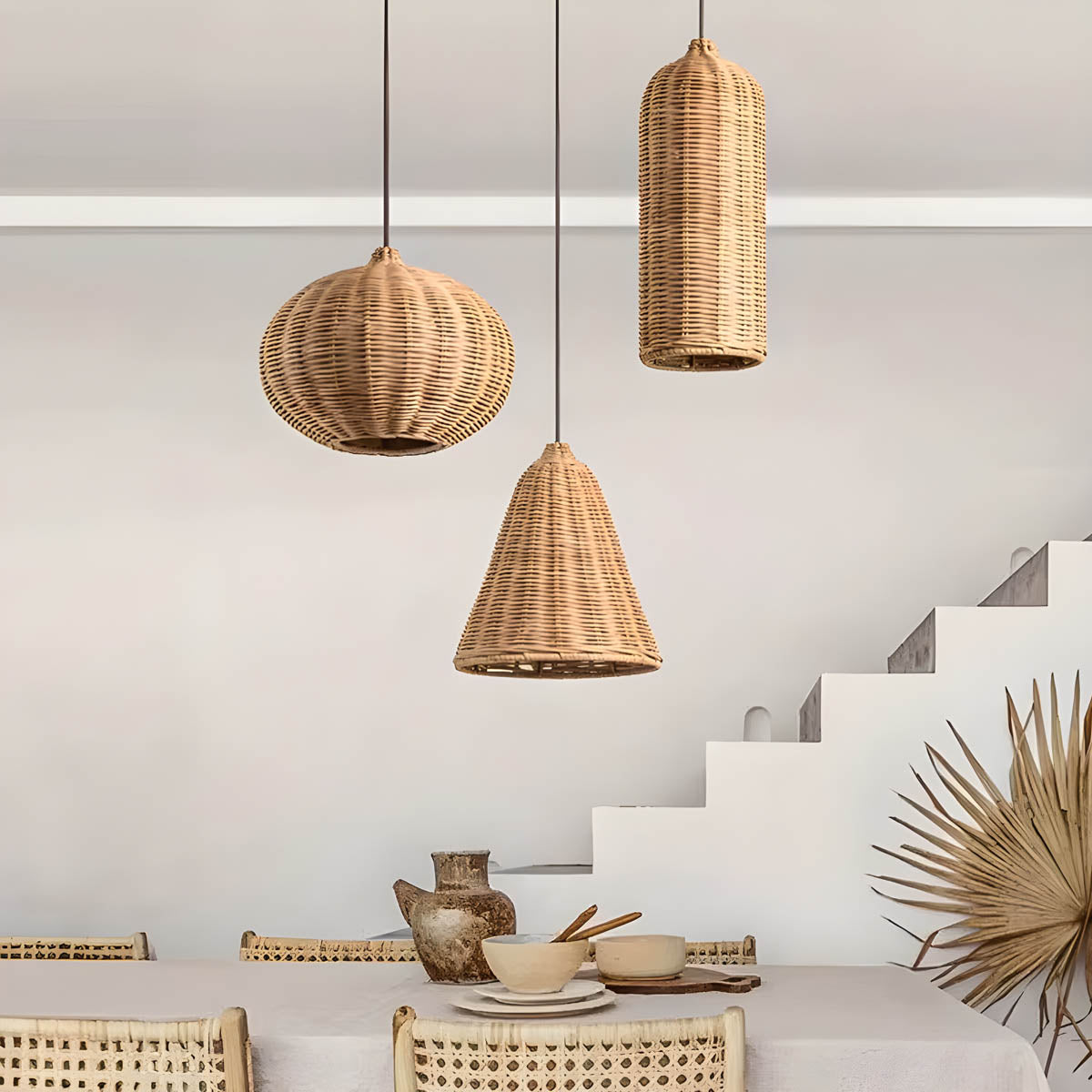 Wildwood Beam Rattan Chandelier — gallery image 2