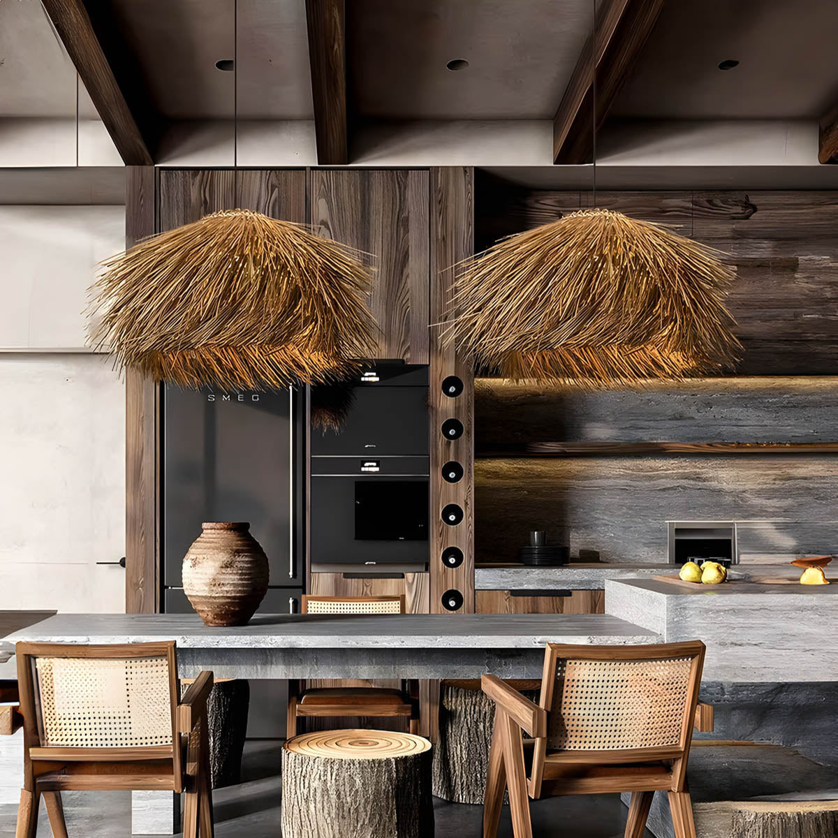 Eastmere Beam Rattan Pendant Light — gallery image 6