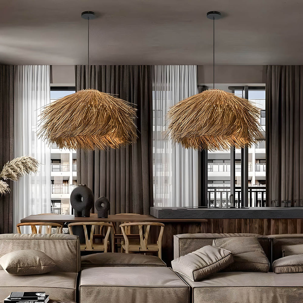 Eastmere Beam Rattan Pendant Light — gallery image 4