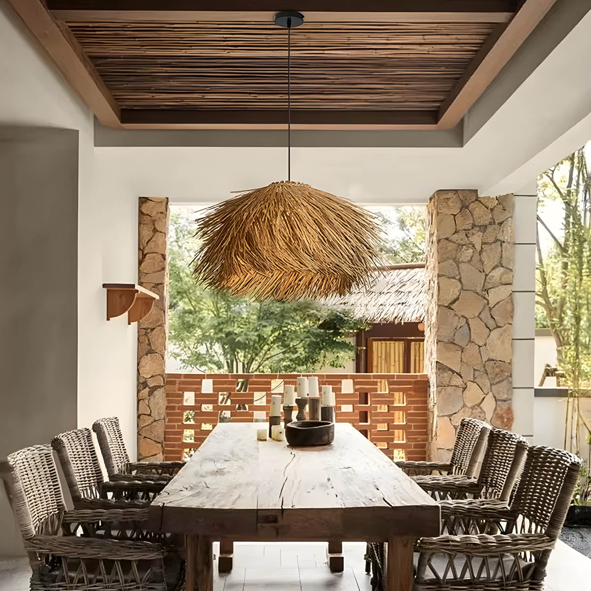 Eastmere Beam Rattan Pendant Light — gallery image 11