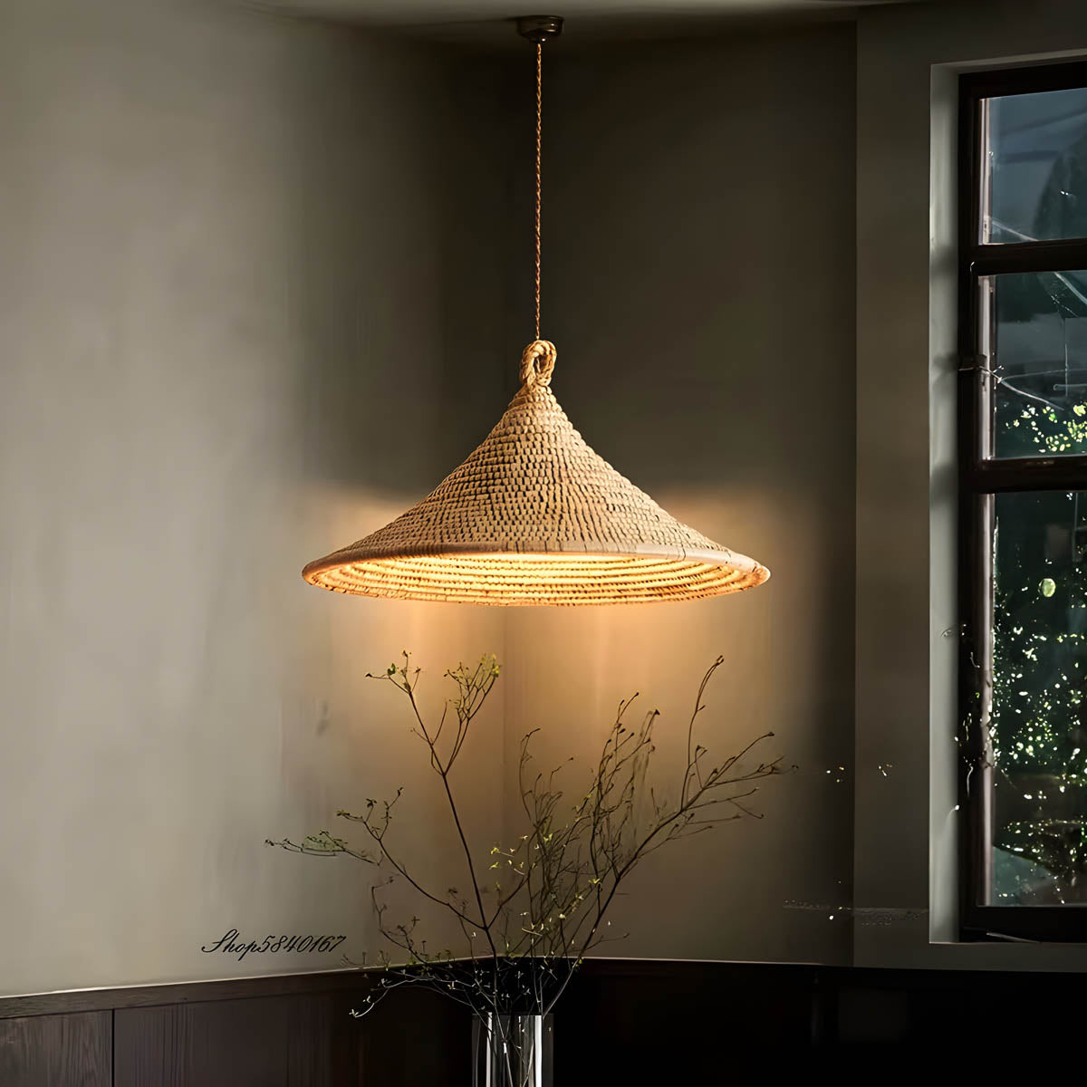 Highwood Beam Rattan Pendant Light — gallery image 2