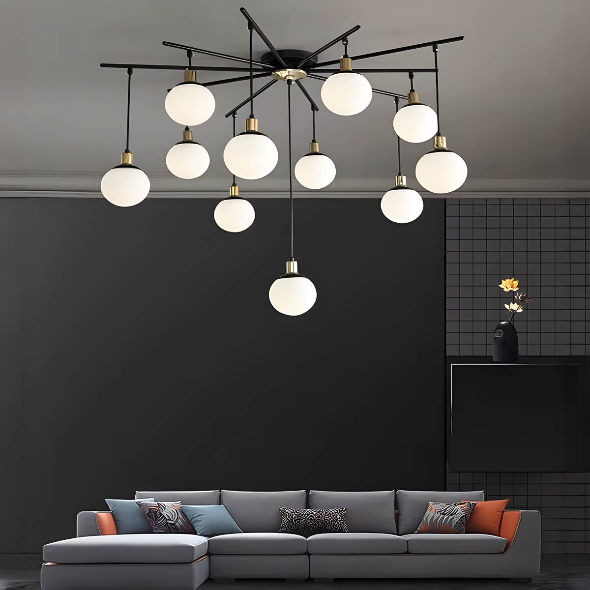 Alderwood Beam Glass Chandelier — gallery image 5