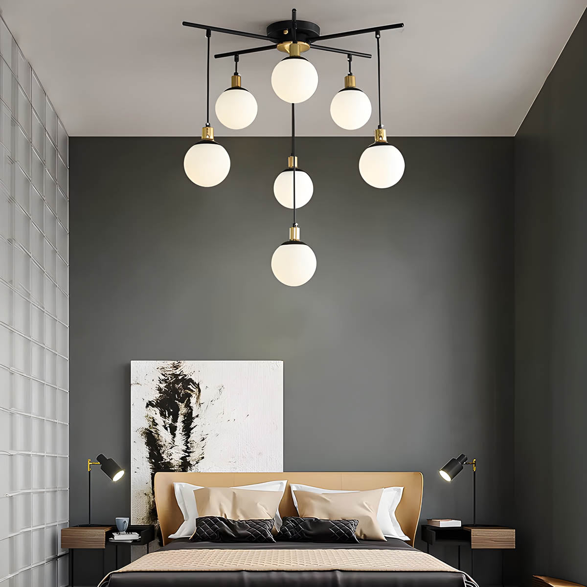 Alderwood Beam Glass Chandelier — gallery image 2