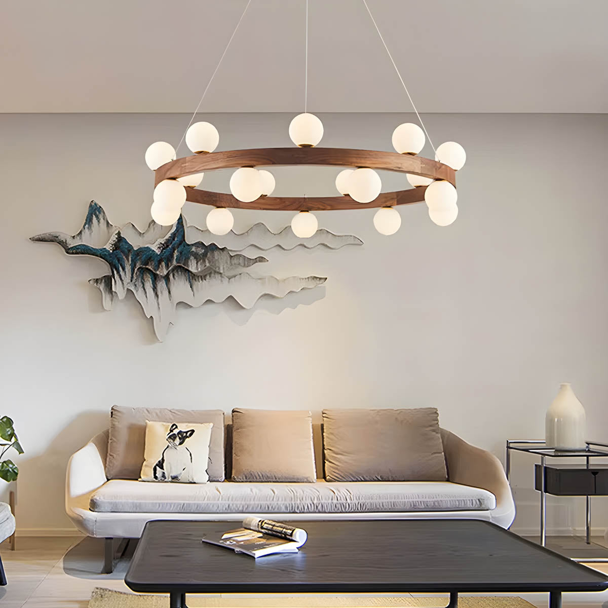 Fernwood Beam Wood Chandelier — gallery image 2