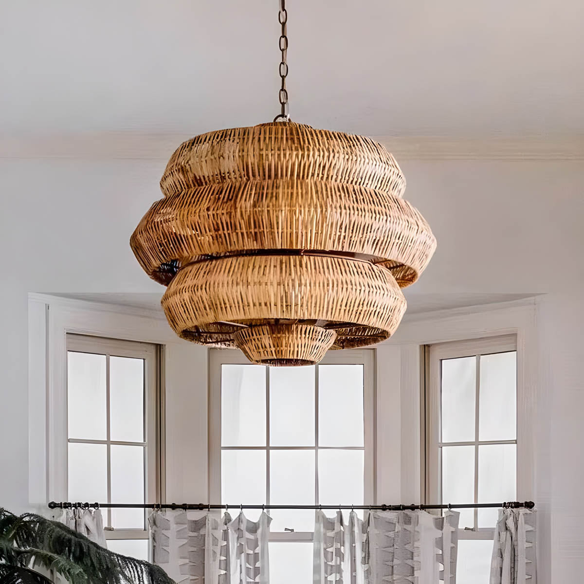 Langford Beam Rattan Chandelier — gallery image 2