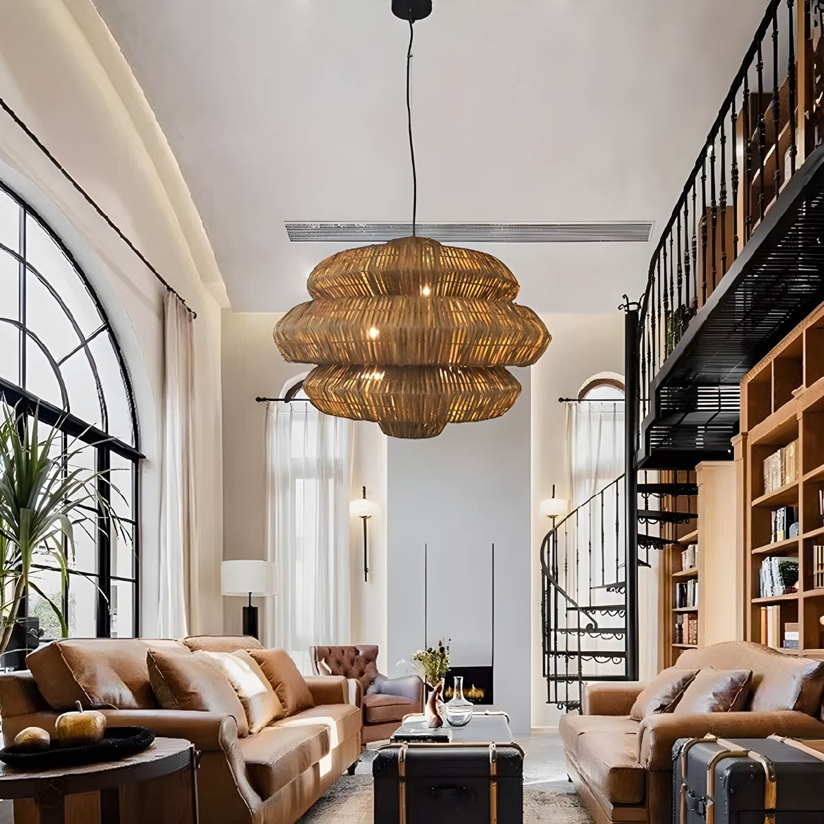 Langford Beam Rattan Chandelier — gallery image 5