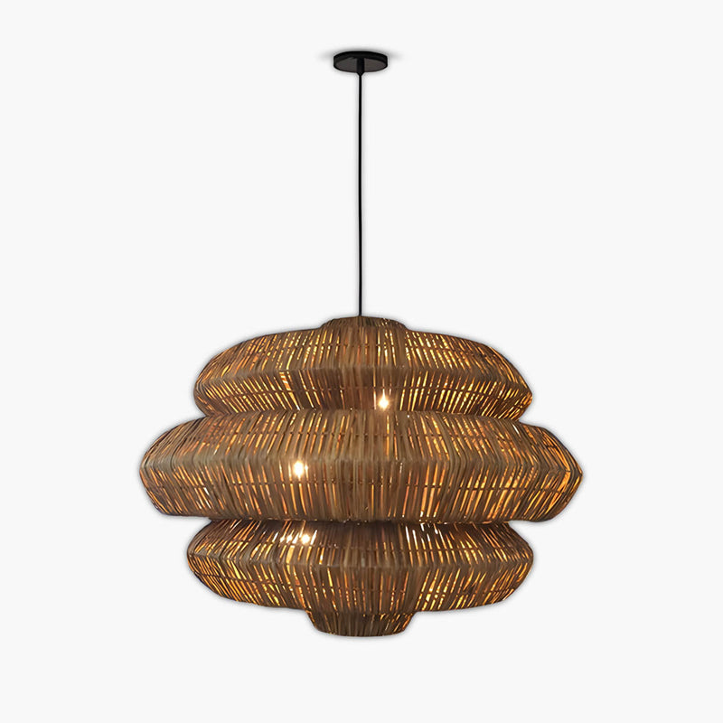 Langford Beam Rattan Chandelier — gallery image 1
