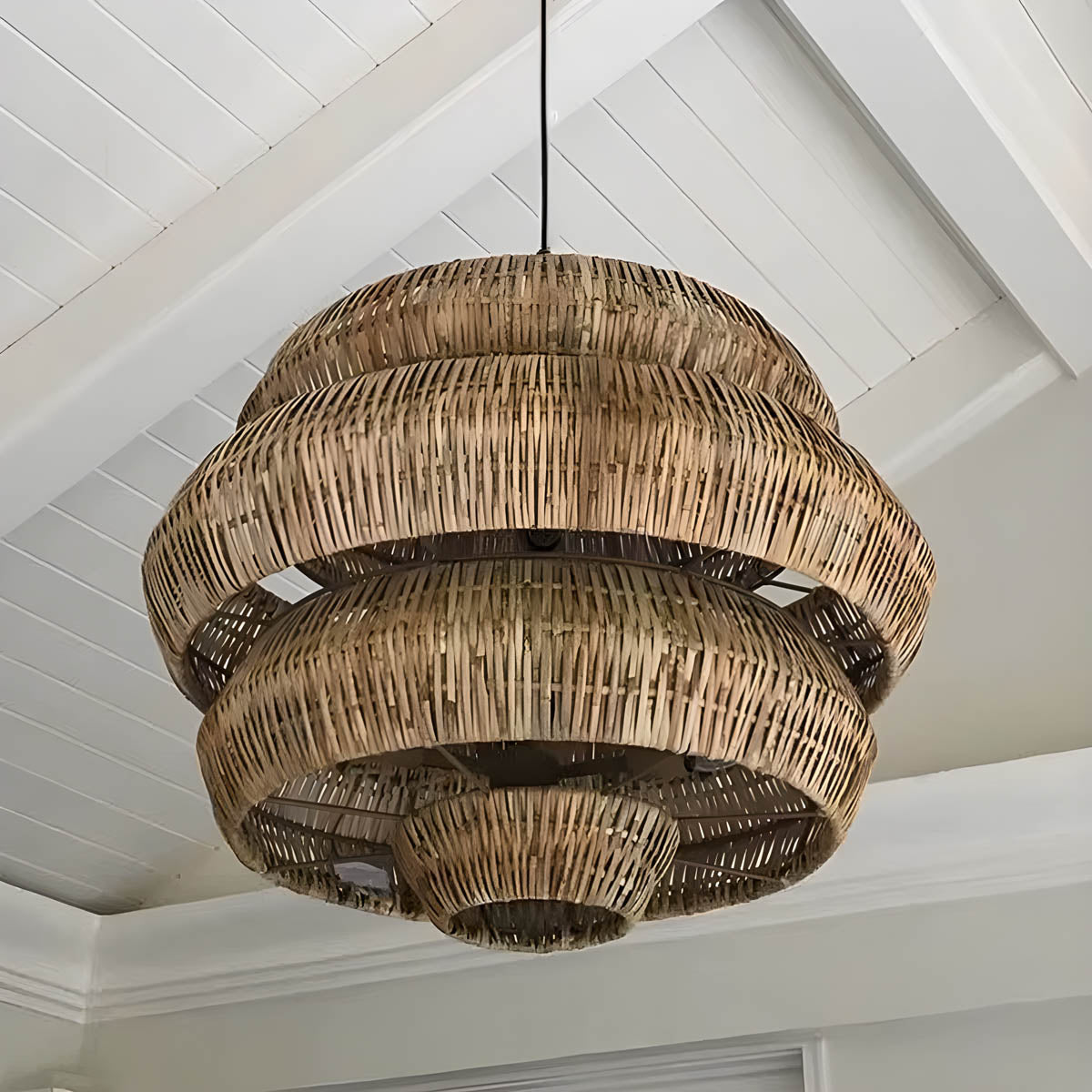 Langford Beam Rattan Chandelier — gallery image 6