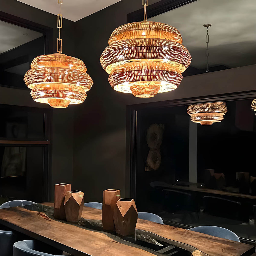 Langford Beam Rattan Chandelier — gallery image 4