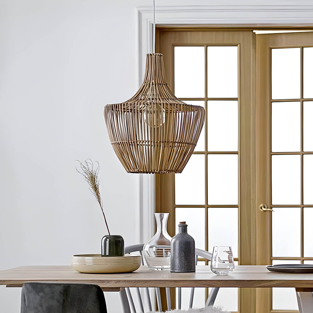 Greenwood Beam Rattan Cluster Chandelier — gallery image 6