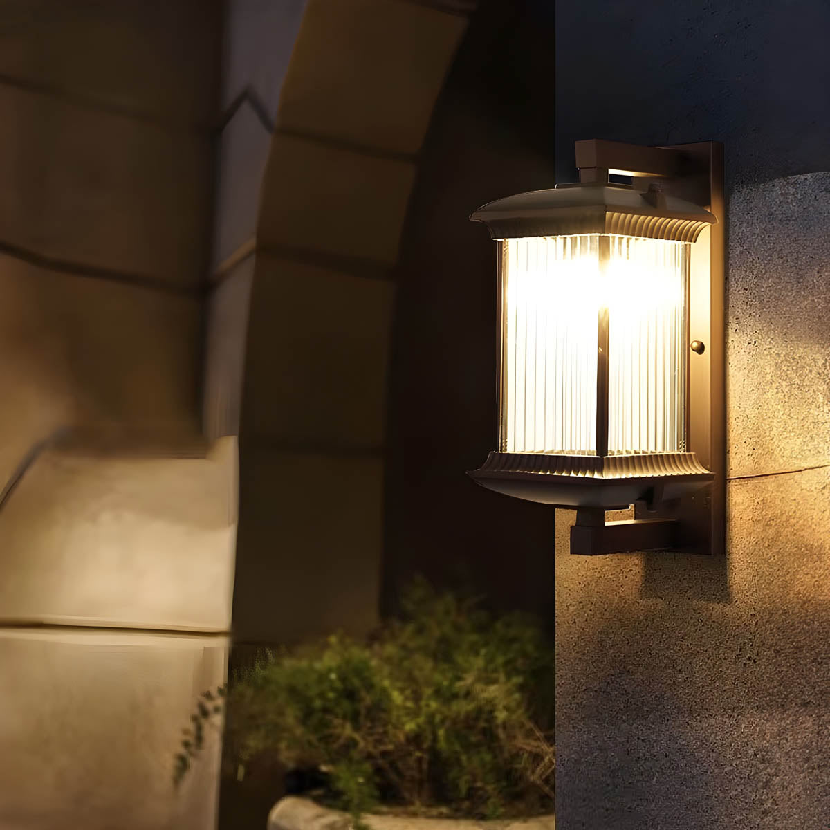 Eversley Beam Glass Ribbed Outdoor Wall Light — gallery image 5