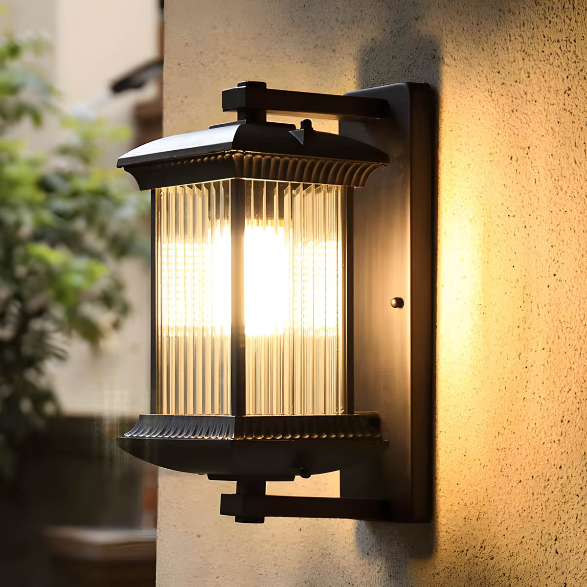 Eversley Beam Glass Ribbed Outdoor Wall Light — gallery image 4