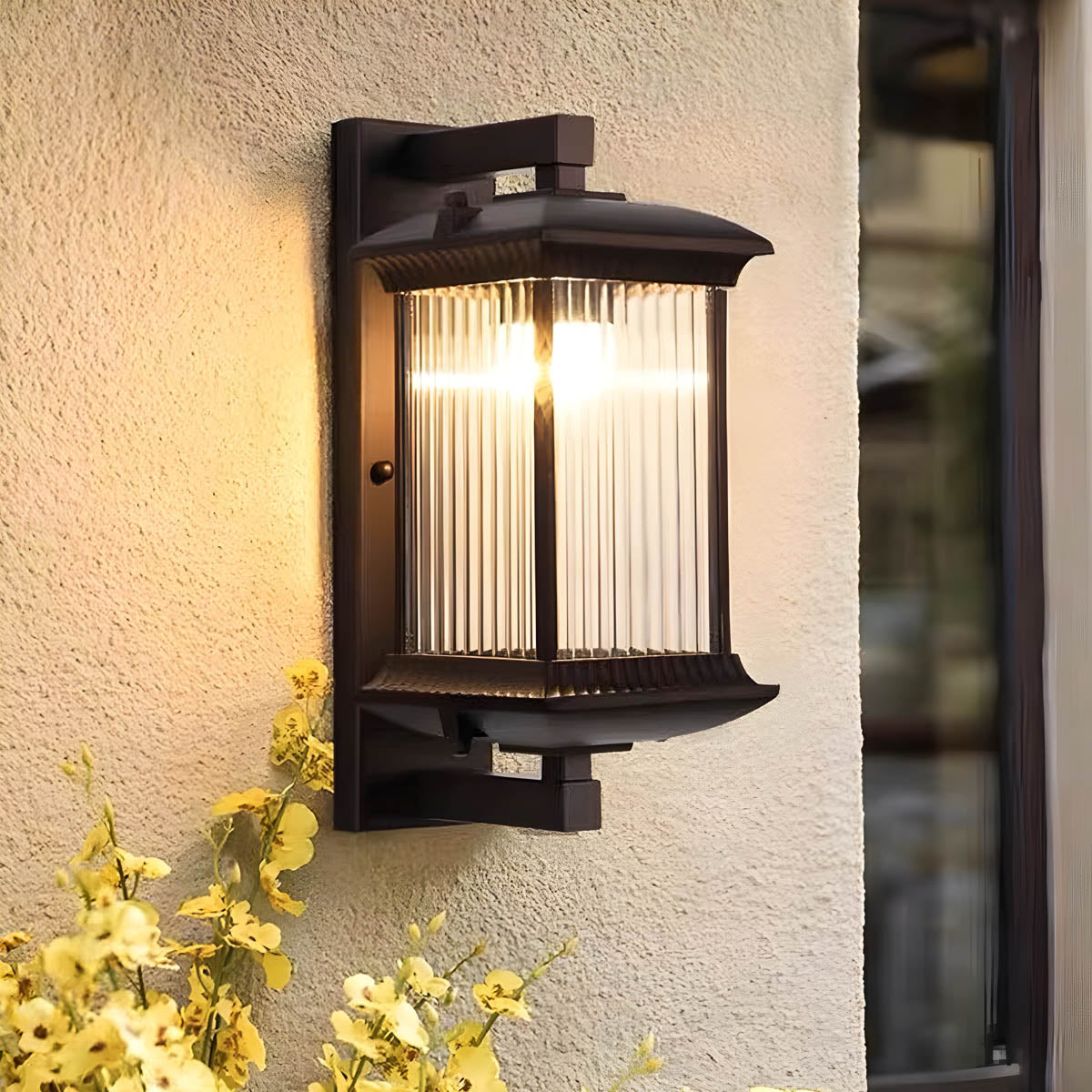 Eversley Beam Glass Ribbed Outdoor Wall Light — gallery image 9