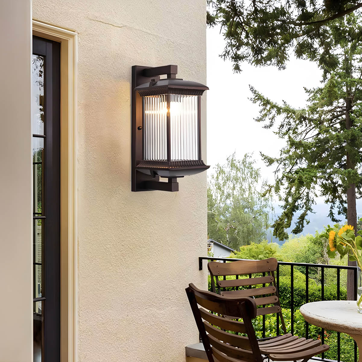 Eversley Beam Glass Ribbed Outdoor Wall Light — gallery image 3
