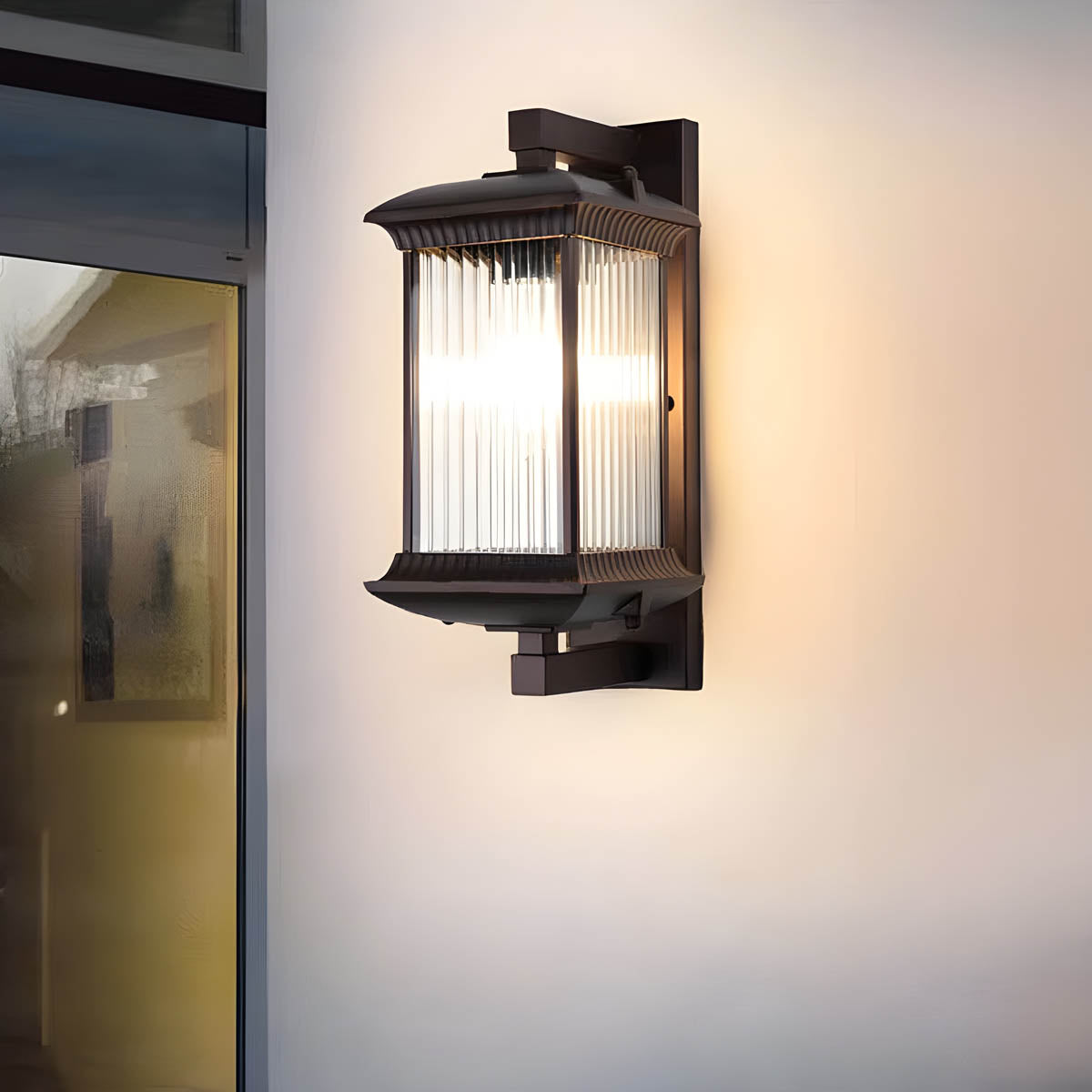 Eversley Beam Glass Ribbed Outdoor Wall Light — gallery image 6
