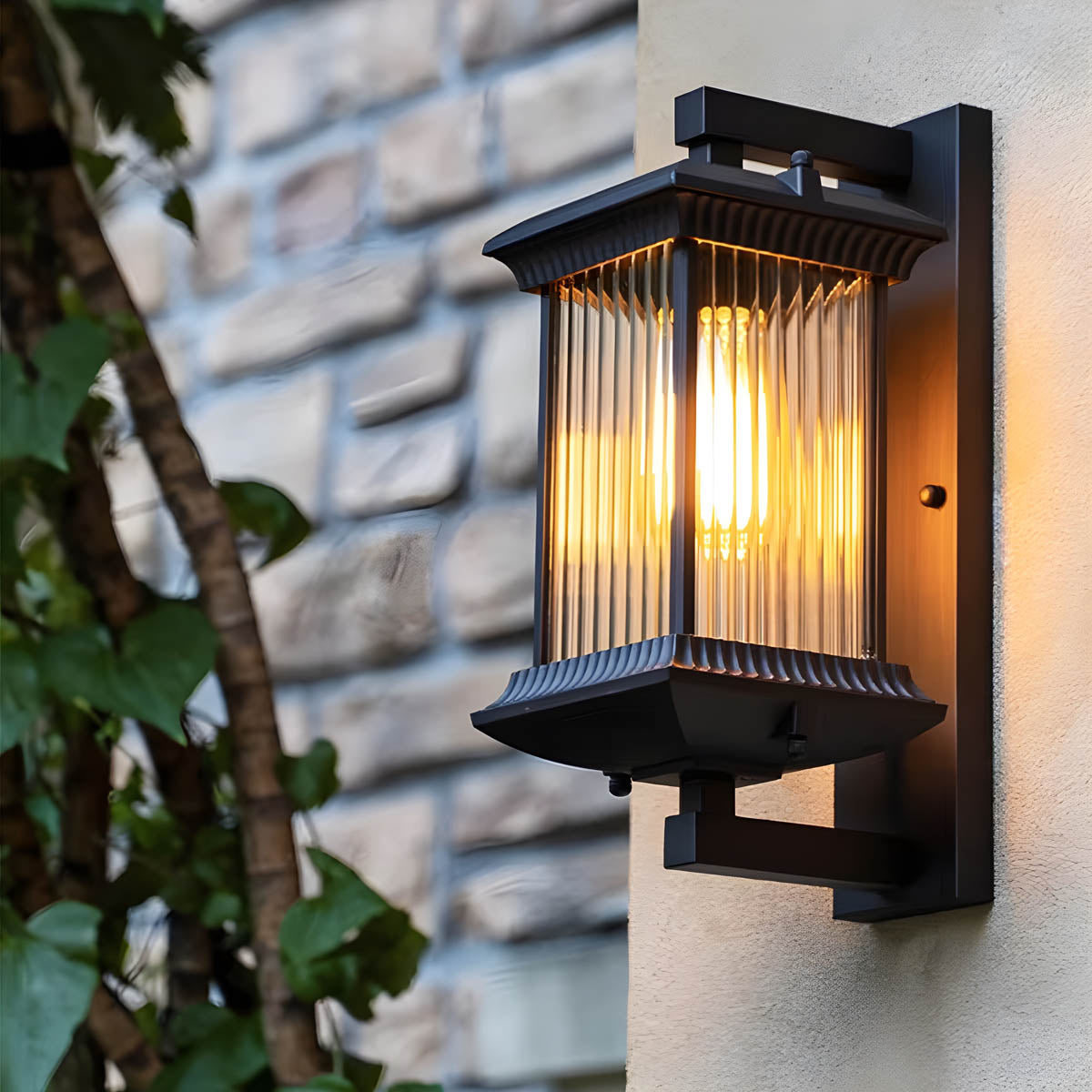 Eversley Beam Glass Ribbed Outdoor Wall Light — gallery image 2
