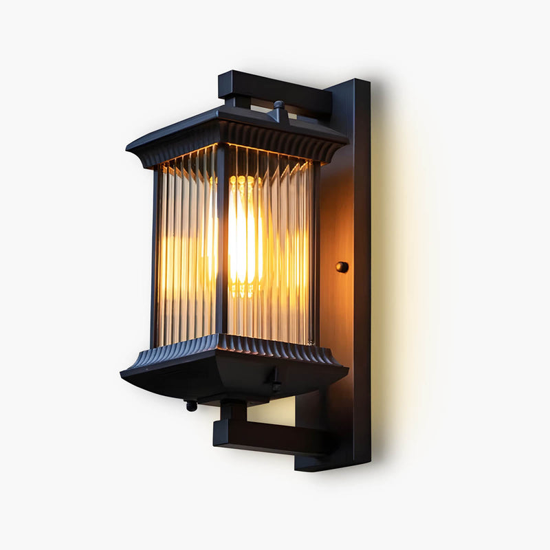 Eversley Beam Glass Ribbed Outdoor Wall Light — gallery image 1