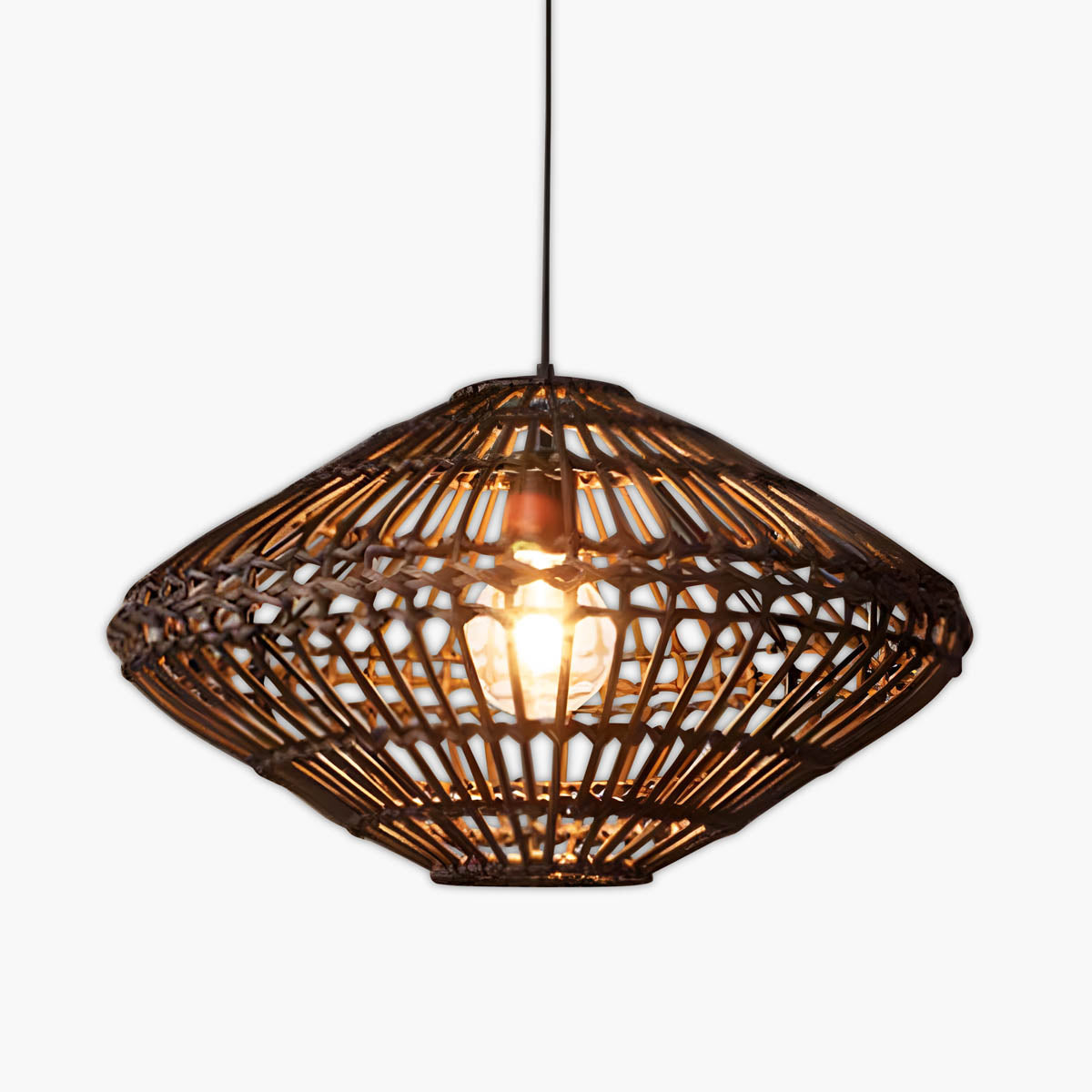 Greystone Beam Rattan Pendant Light — gallery image 1