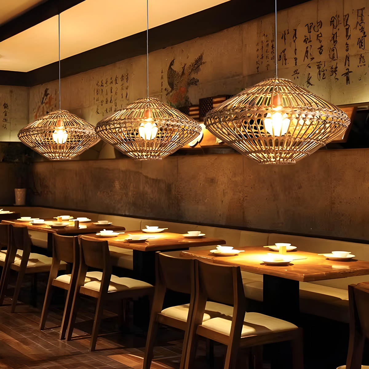 Greystone Beam Rattan Pendant Light — gallery image 6