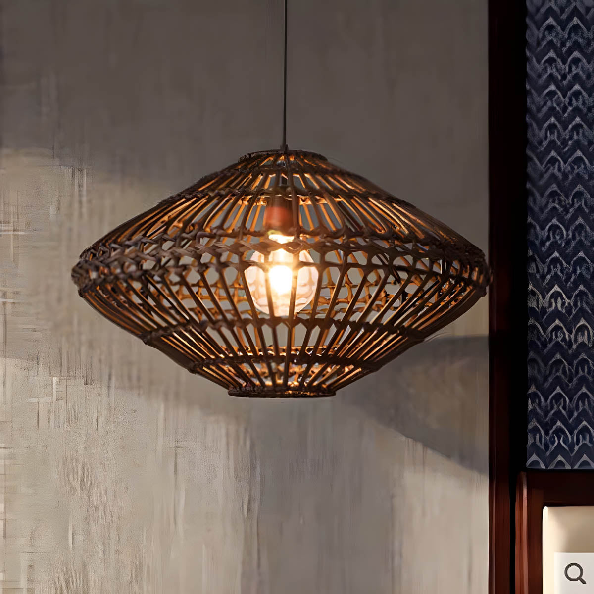 Greystone Beam Rattan Pendant Light — gallery image 7