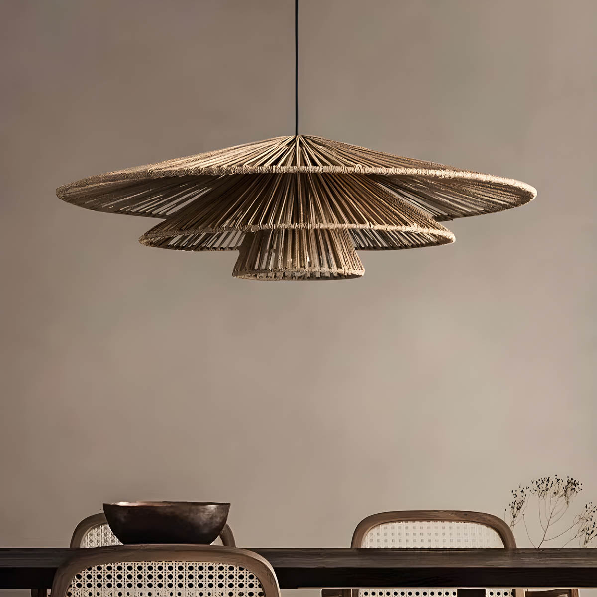 Foxglove Beam Rattan Chandelier — gallery image 9