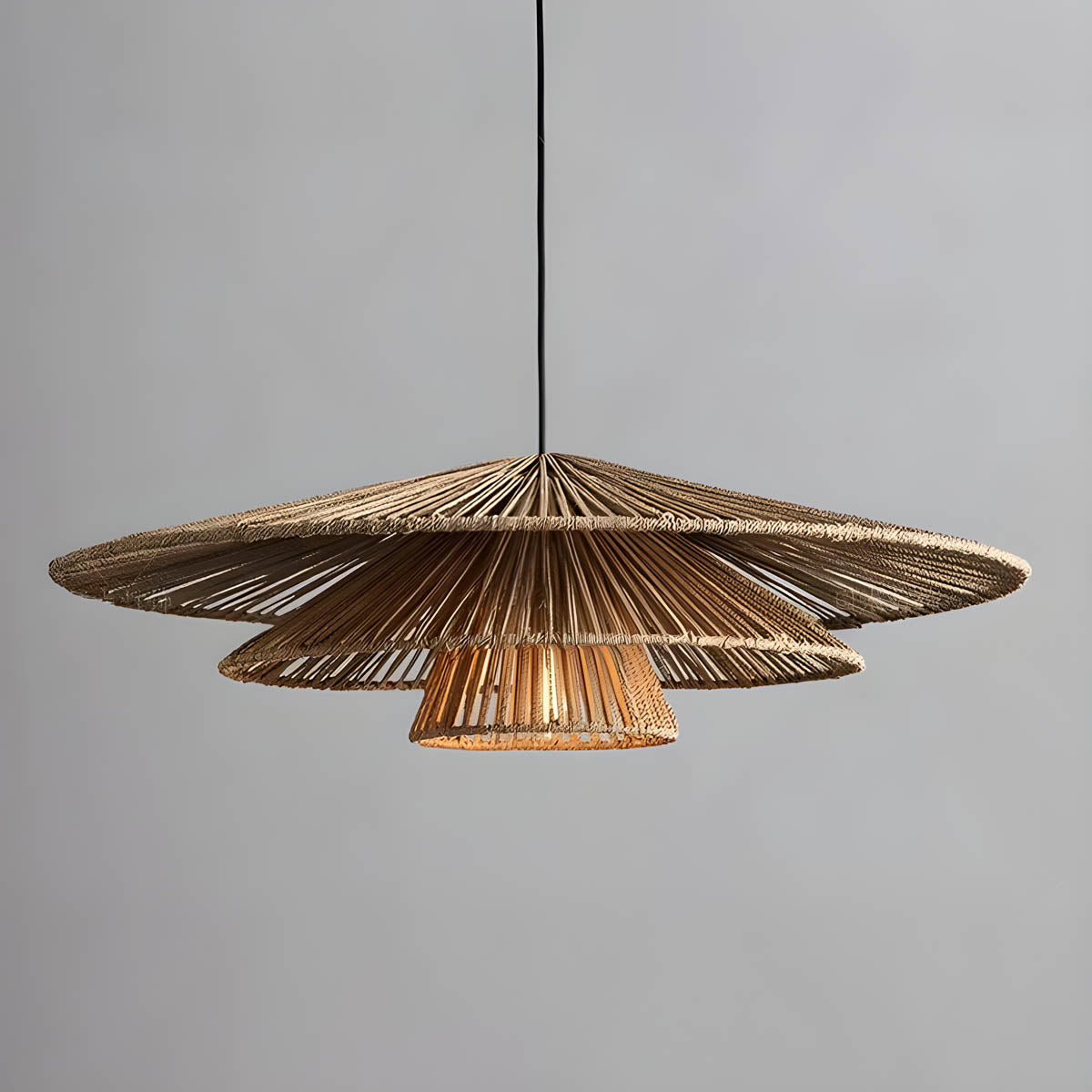 Foxglove Beam Rattan Chandelier — gallery image 11