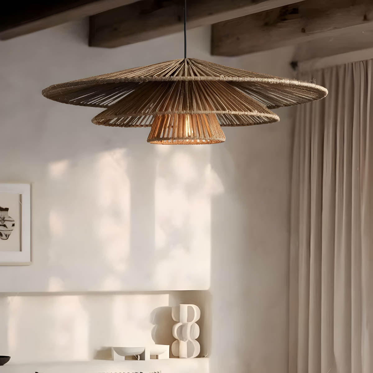 Foxglove Beam Rattan Chandelier — gallery image 2