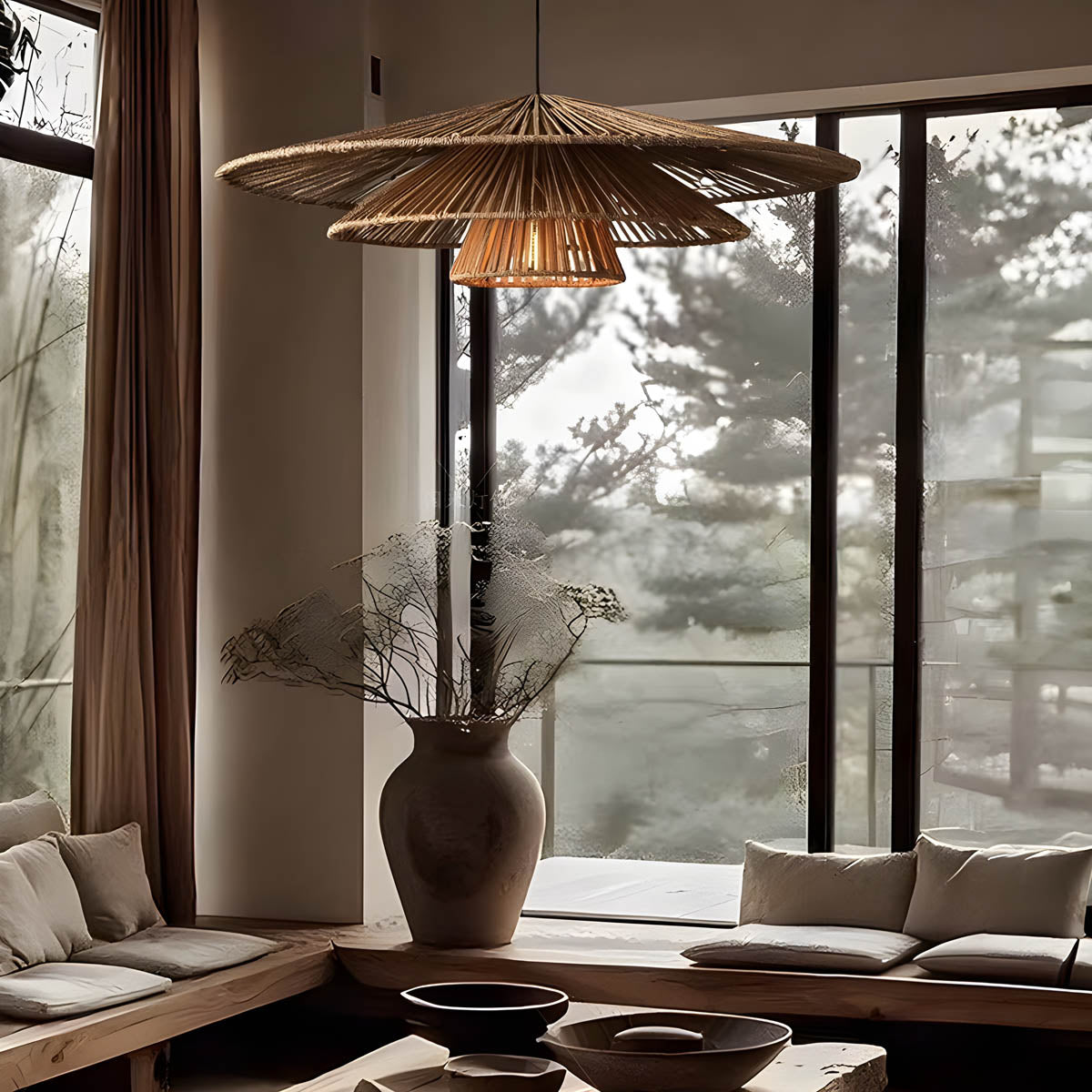 Foxglove Beam Rattan Chandelier — gallery image 10