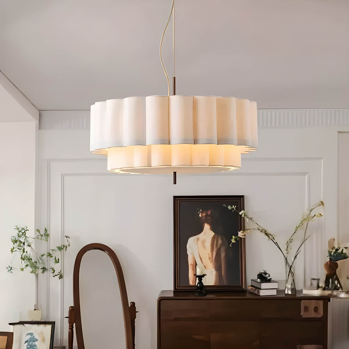 Chestnut Branch Iron Pleated Chandelier — gallery image 5