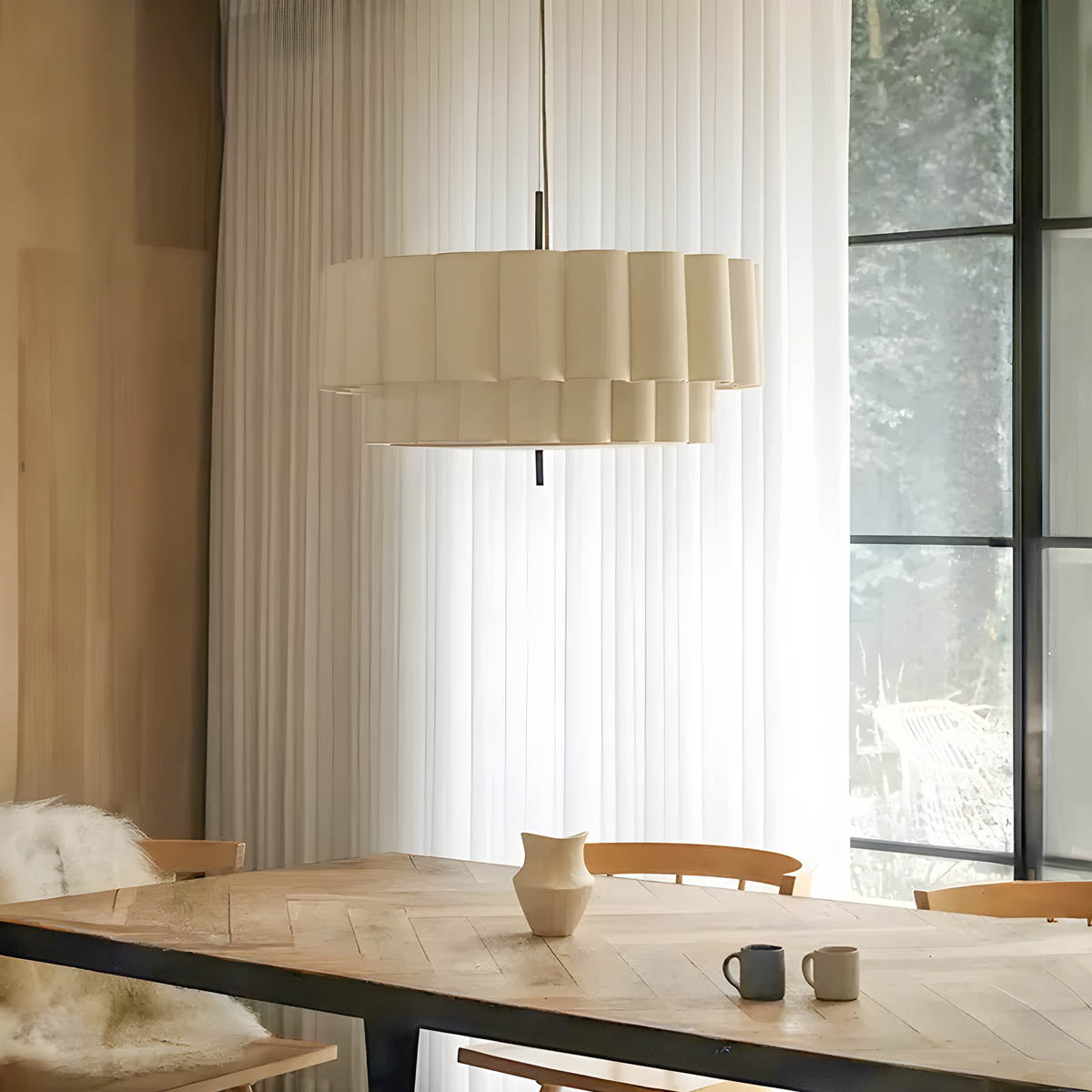 Chestnut Branch Iron Pleated Chandelier — gallery image 2