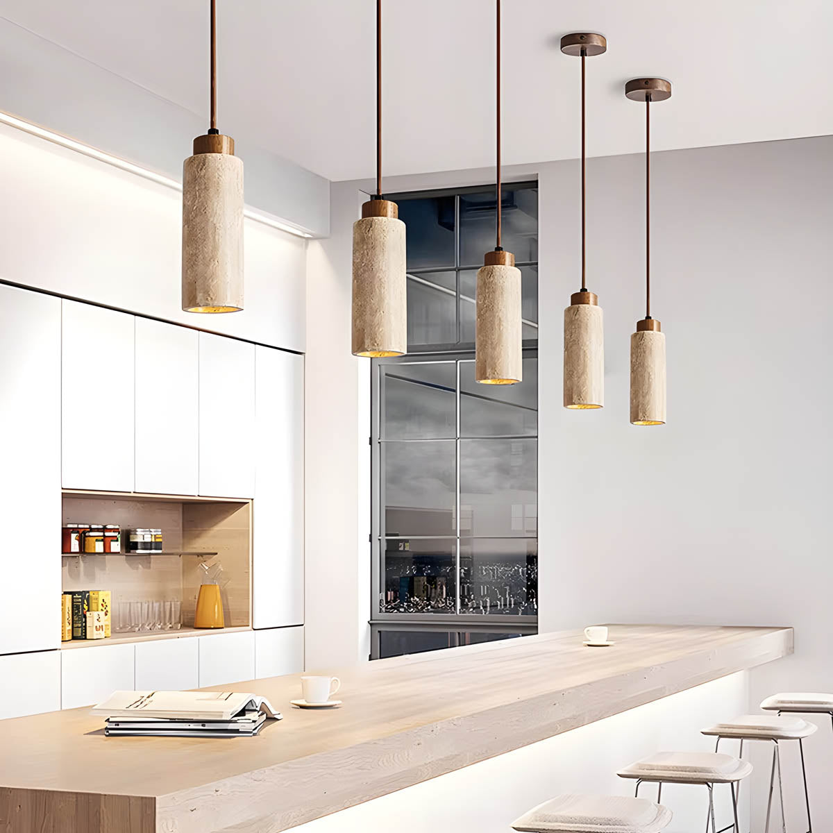 Foxglove Branch Travertine Cluster Pendant Light — gallery image 4