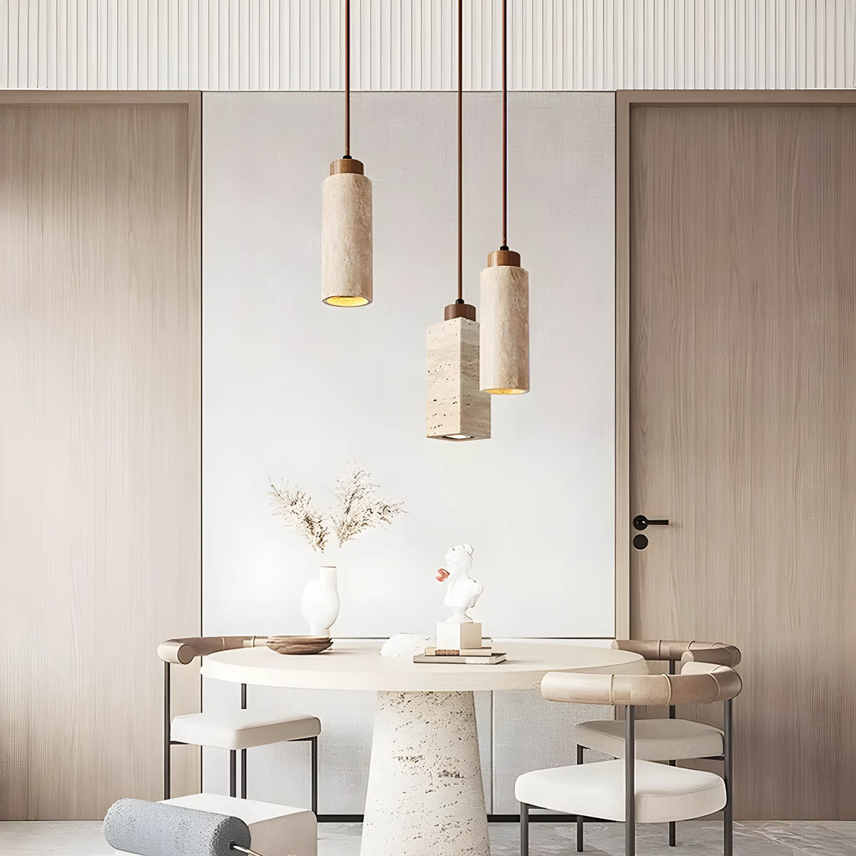 Foxglove Branch Travertine Cluster Pendant Light — gallery image 2