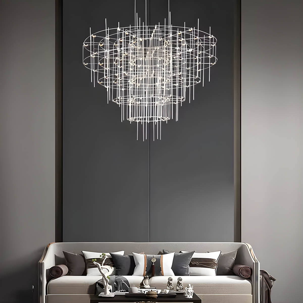 Blackthorn Branch Stainless Steel Chandelier — gallery image 5