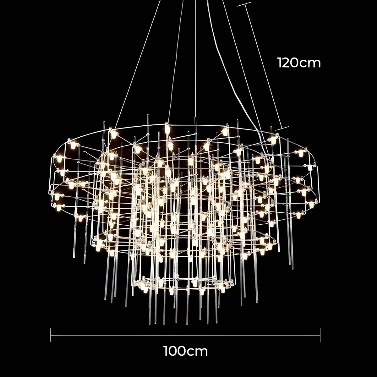 Blackthorn Branch Stainless Steel Chandelier — gallery image 15