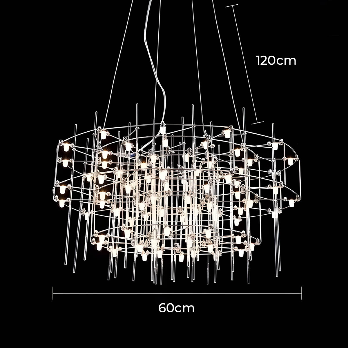 Blackthorn Branch Stainless Steel Chandelier — gallery image 12