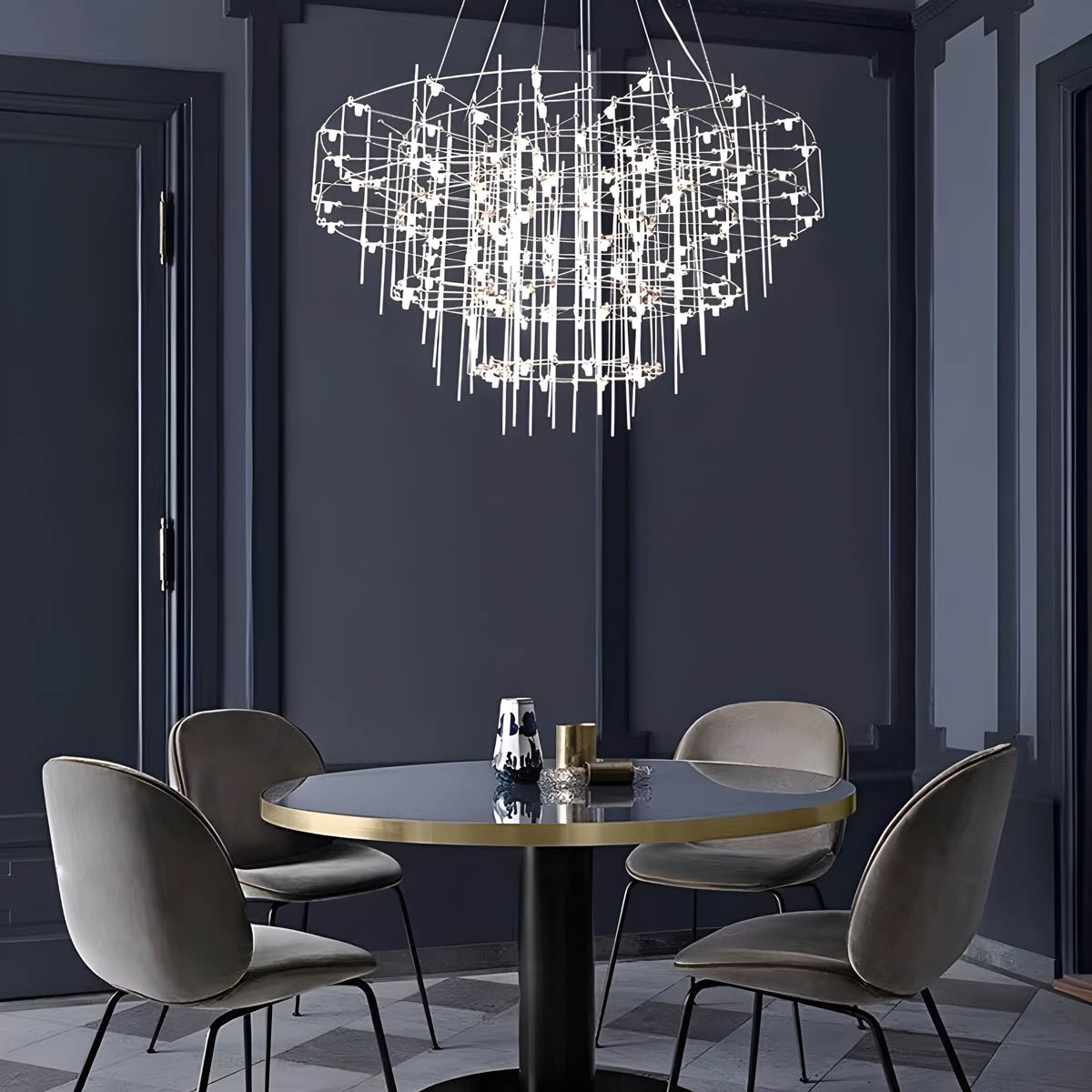 Blackthorn Branch Stainless Steel Chandelier — gallery image 3