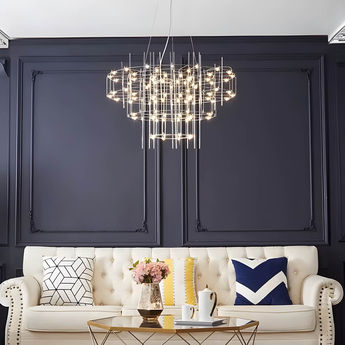 Blackthorn Branch Stainless Steel Chandelier — gallery image 2