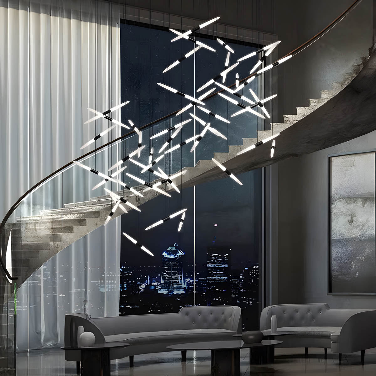 Ashford Drop Aluminum Linear Chandelier — gallery image 2