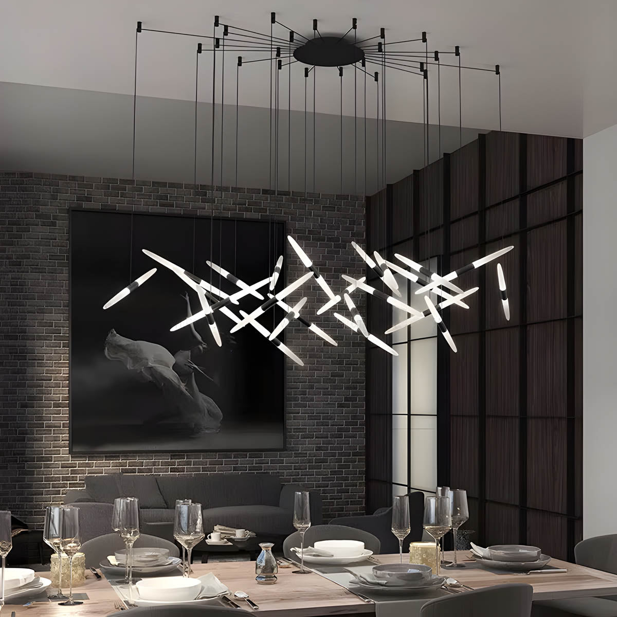 Ashford Drop Aluminum Linear Chandelier — gallery image 7